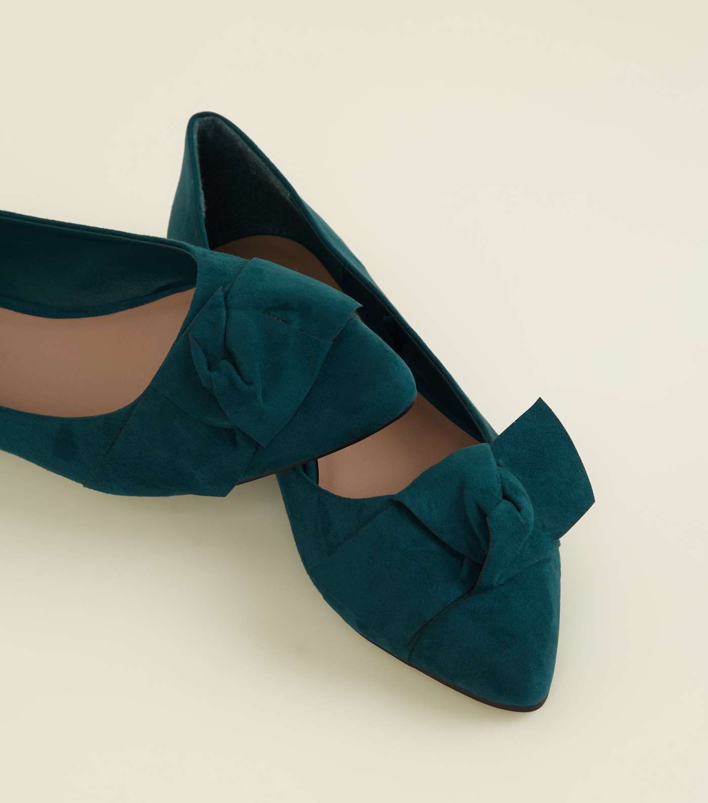 Wide Fit Green Suedette Knot Bow Pumps  Image 4