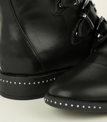 ladies black studded ankle boots