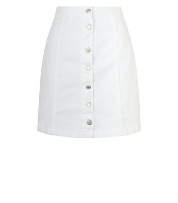 tall white denim skirt