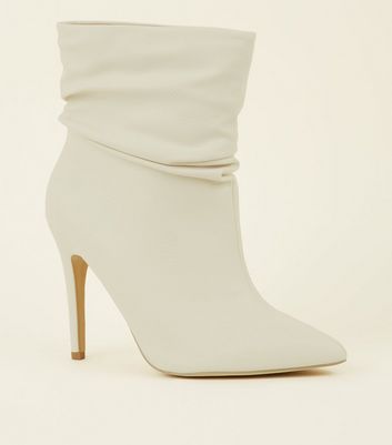 Wide Fit Cream Leather-Look Stiletto 