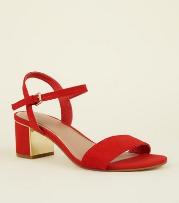 New look red top block heels