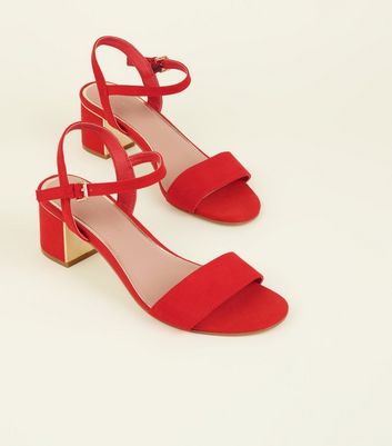 Red mid hot sale block heels