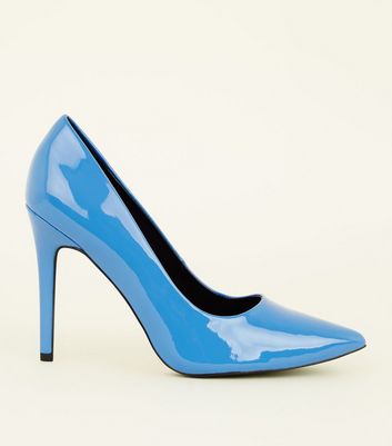 blue patent court shoes