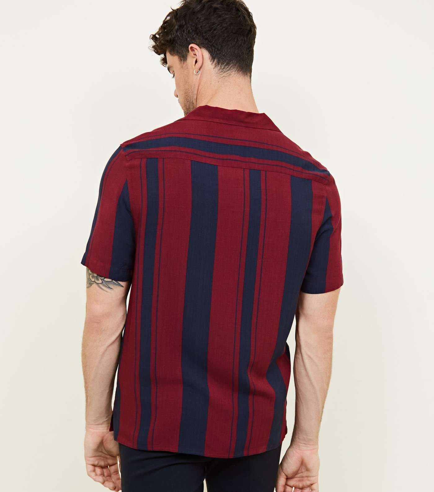 Burgundy Stripe Short Sleeve Shirt  Image 3