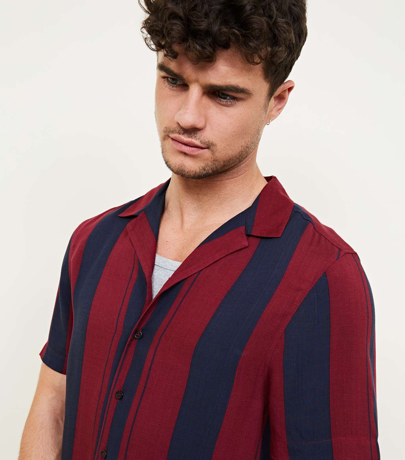 Burgundy Stripe Short Sleeve Shirt  Image 5