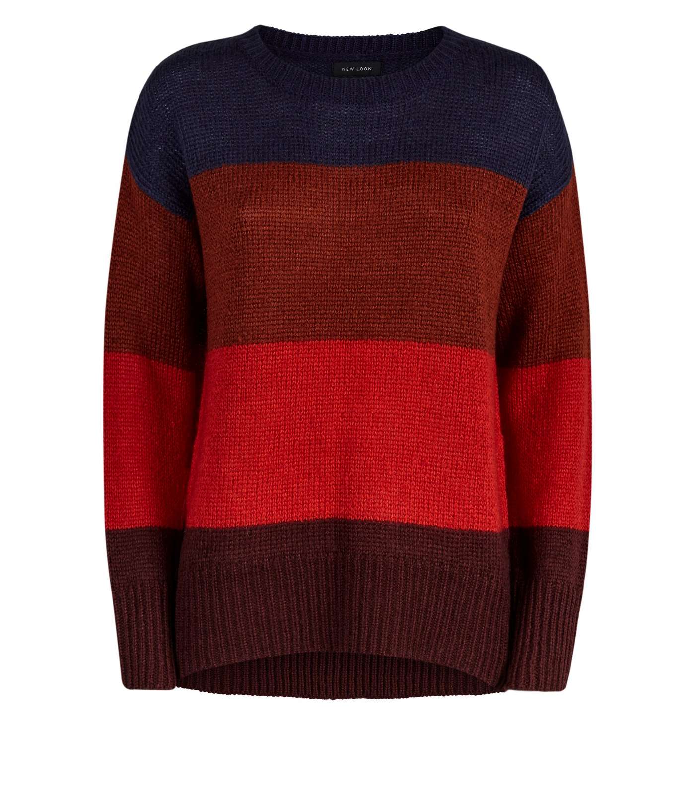 Red Colour Block Stripe Slouchy Jumper Image 4