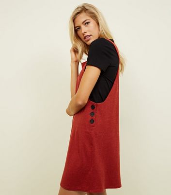 new look red pinafore dress