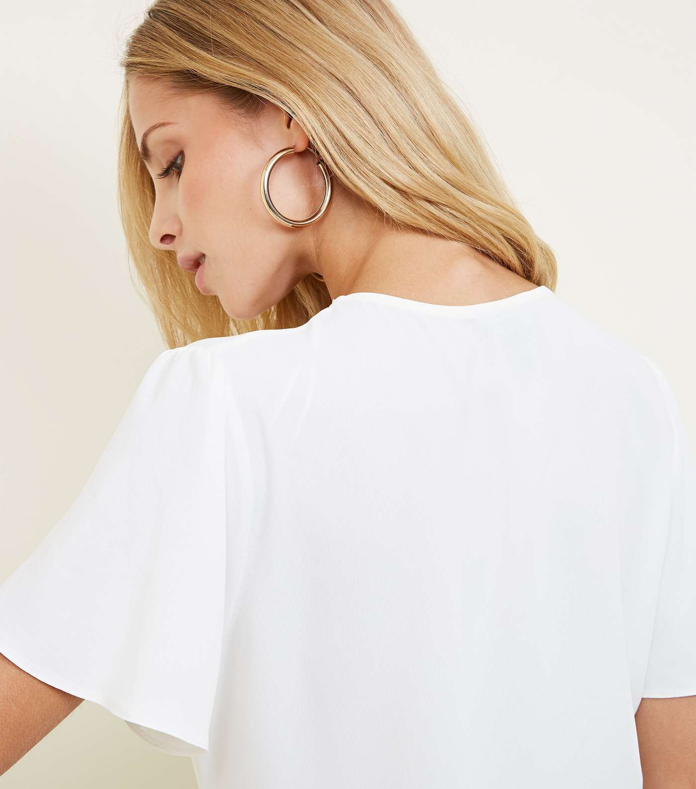White Faux Horn Ring Buckle Wrap Top Image 3