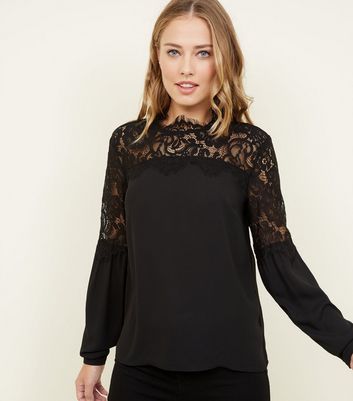 Black Lace Yoke Blouse | New Look