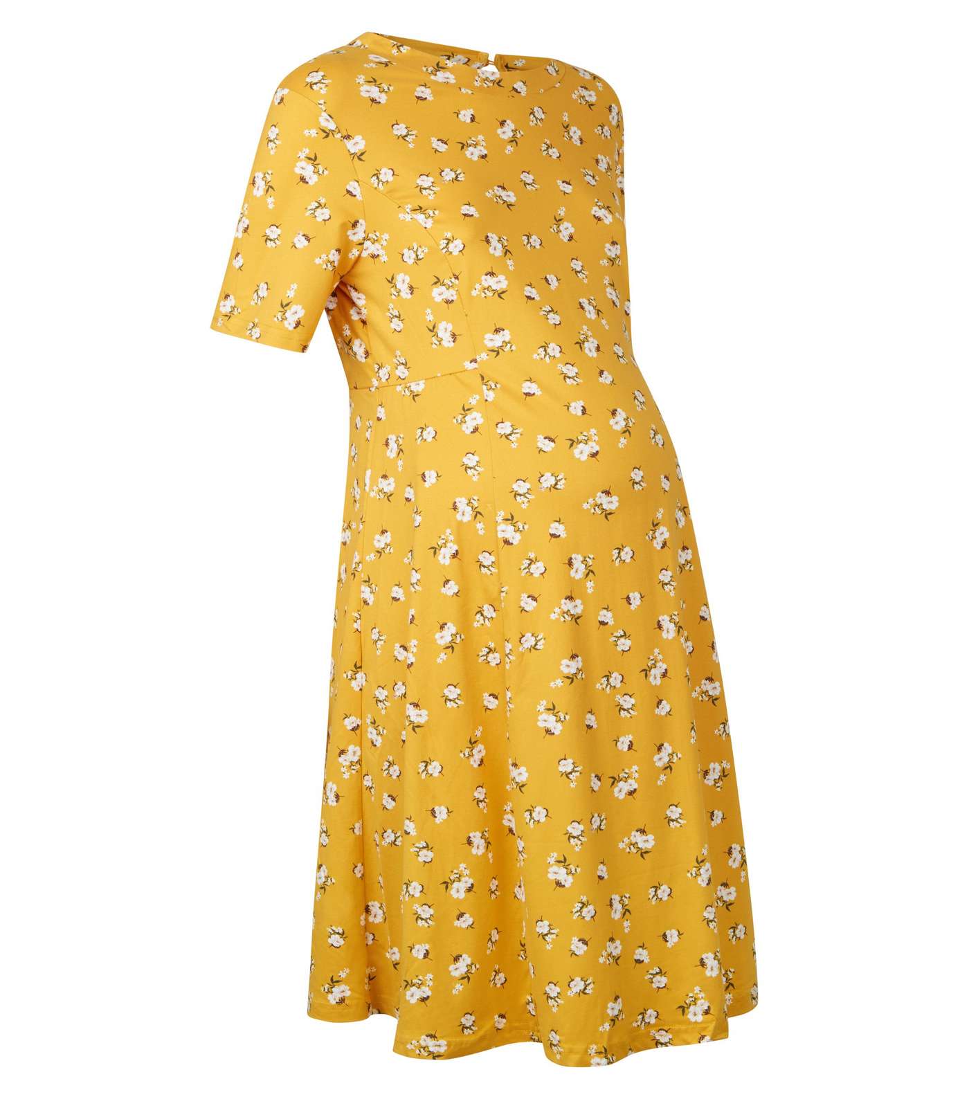 Maternity Yellow Floral Soft Touch Skater Dress Image 4