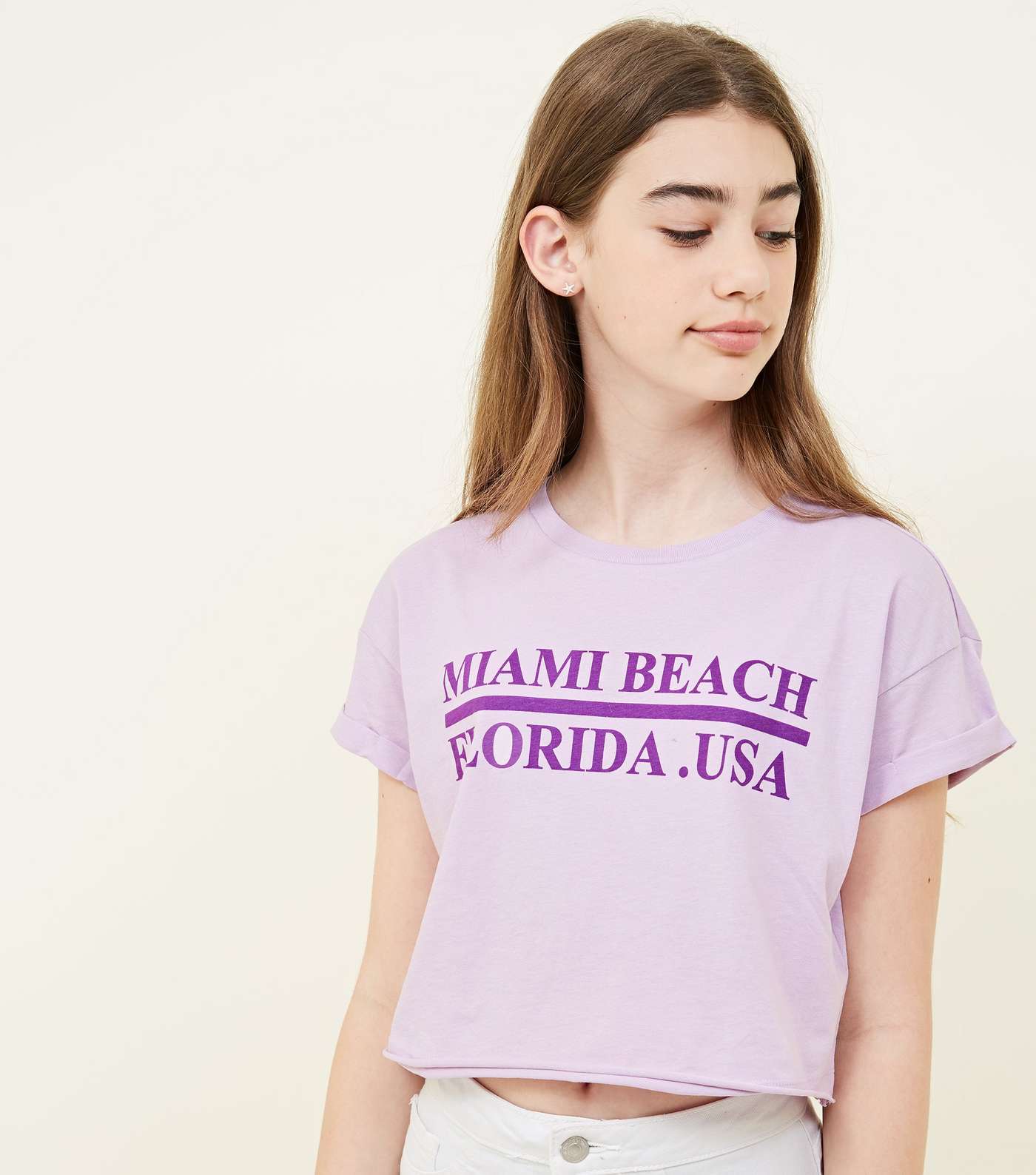 Girls Purple Miami Beach Logo T-Shirt