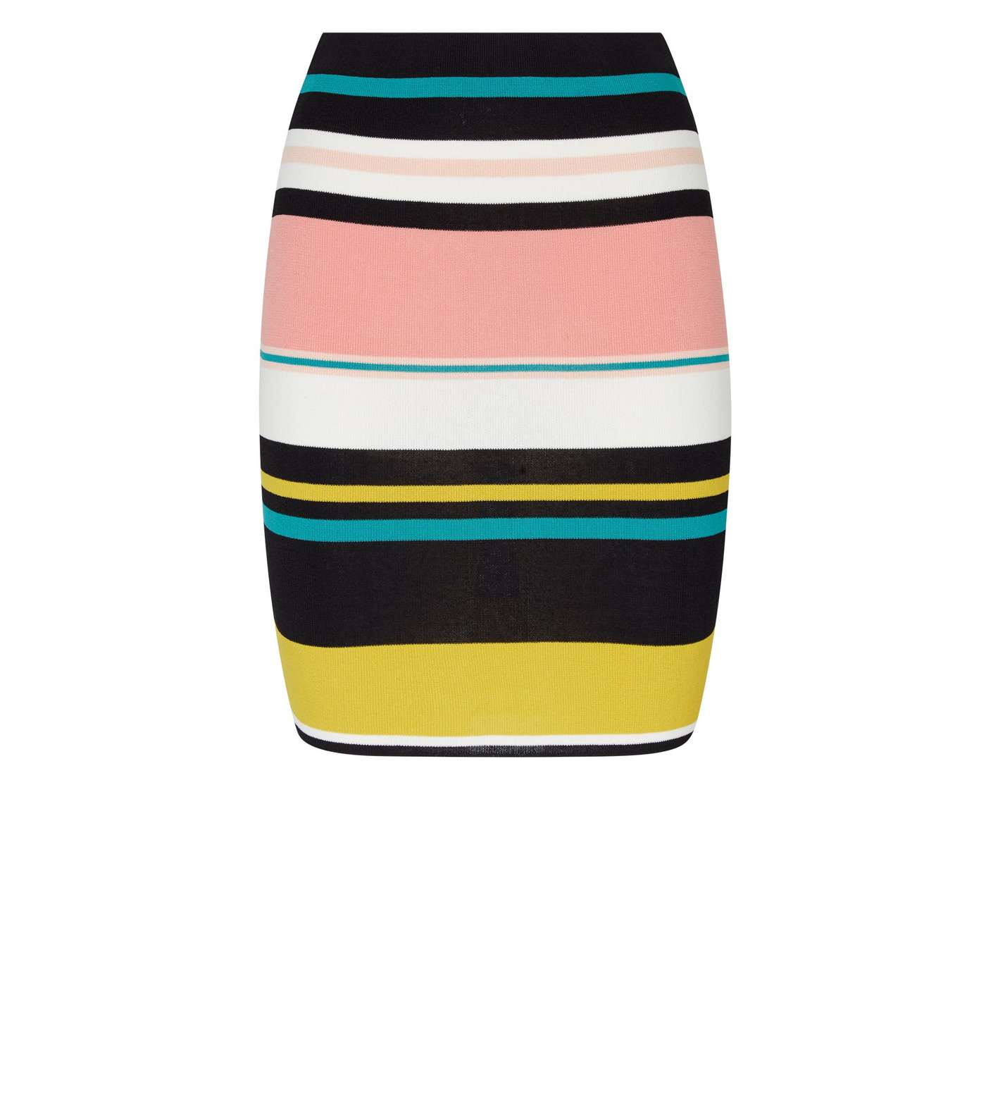 Black Colour Block Stripe Mini Tube Skirt Image 4