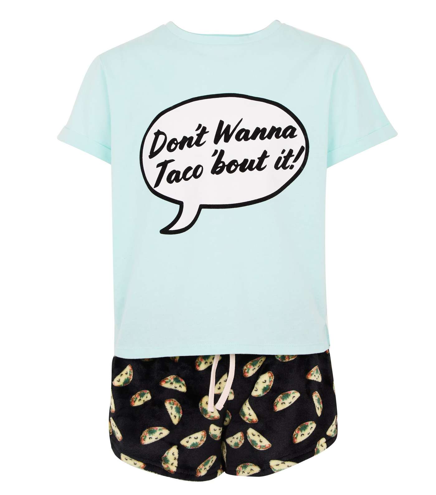 Girls Mint Green Taco Pyjama Set Image 4