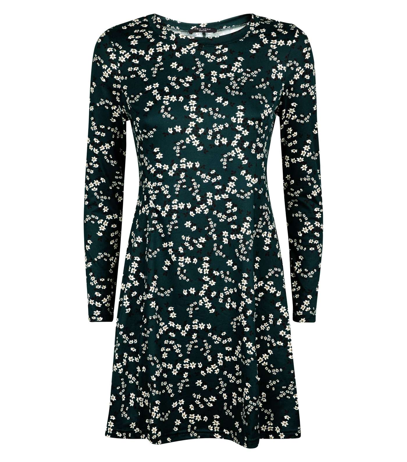 Petite Green Floral Soft Touch Skater Dress  Image 4