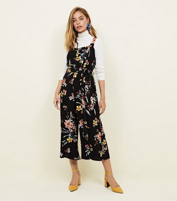 black floral culotte jumpsuit
