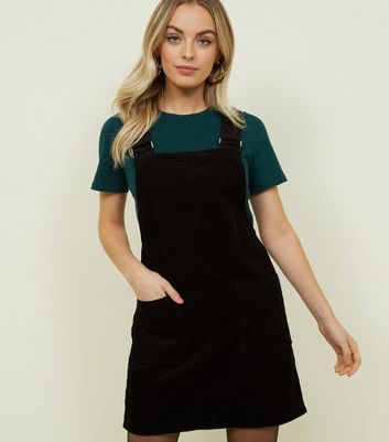 Black corduroy pinafore clearance dress new look