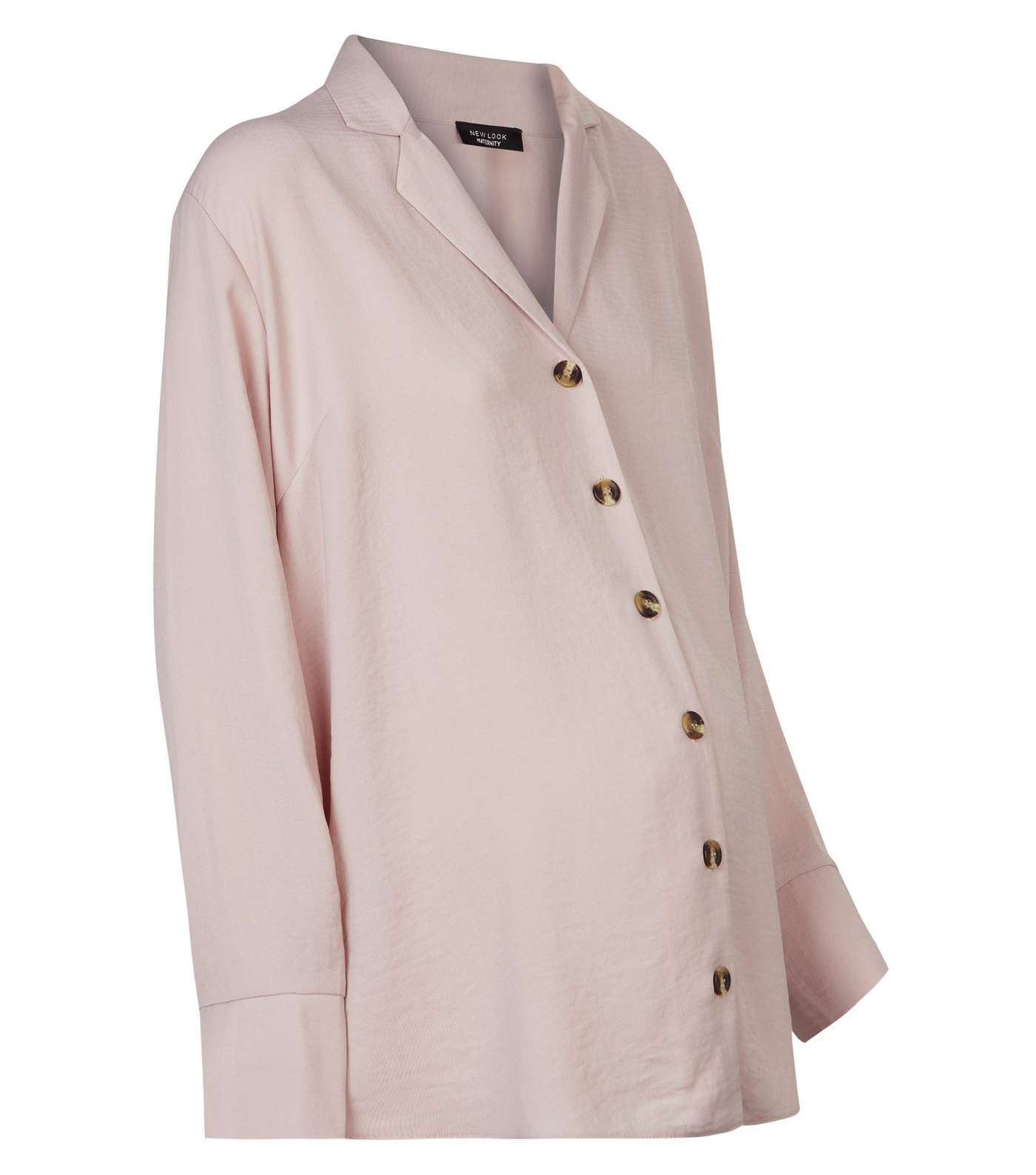 Maternity Pale Pink Crepe Revere Collar Boxy Shirt Image 4