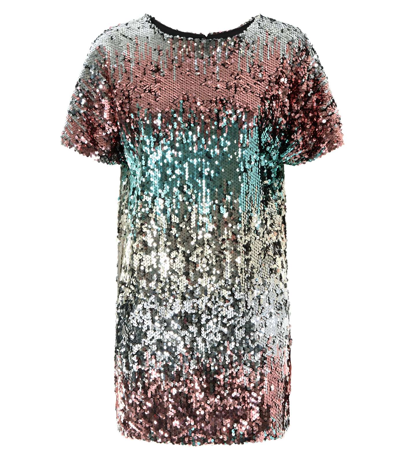 Multicoloured Stripe Sequin T-Shirt Dress Image 4