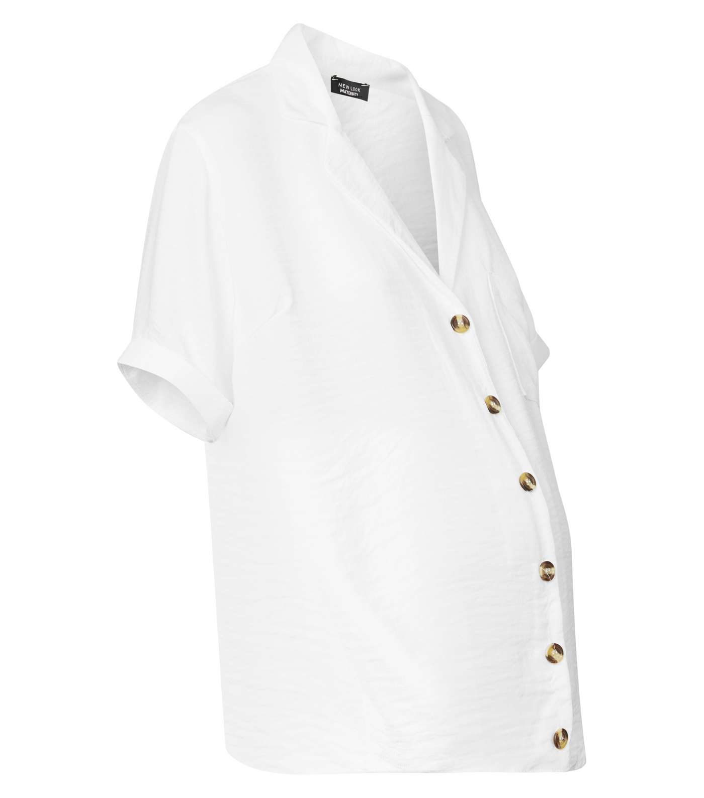 Maternity White Revere Collar Nursing Shirt Image 4