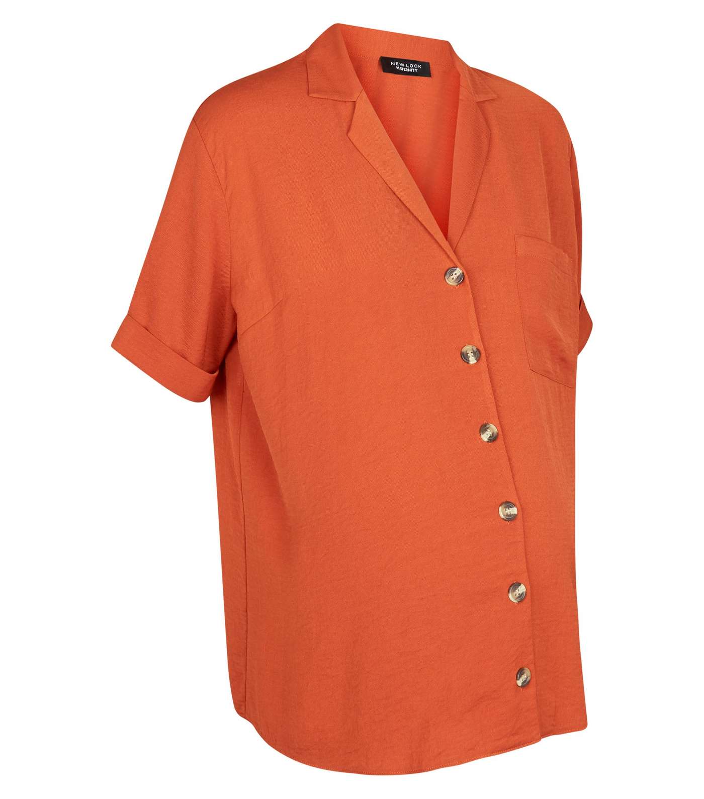Maternity Orange Revere Collar Nursing Shirt  Image 4