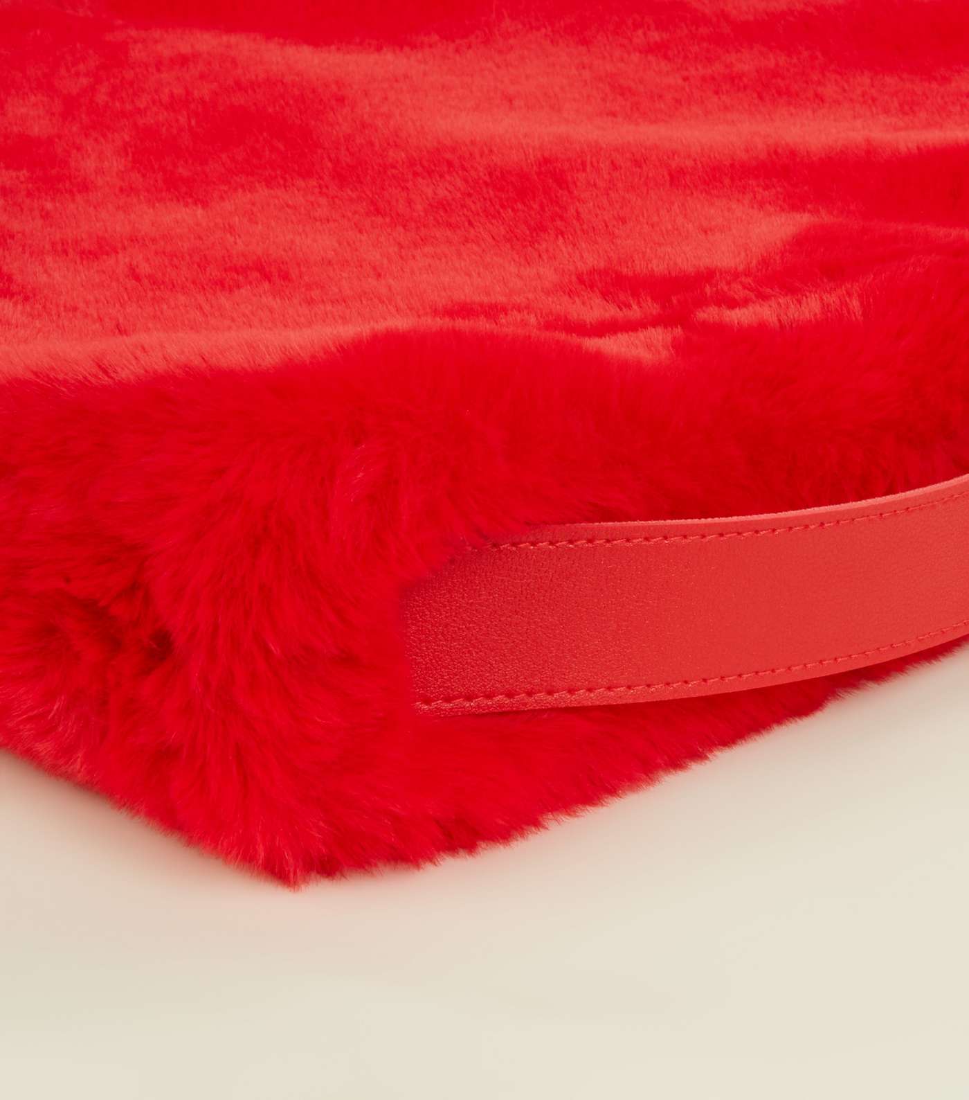 Red Faux Fur Hobo Tote Bag Image 4