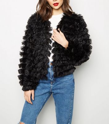 New look black shaggy cardigan best sale