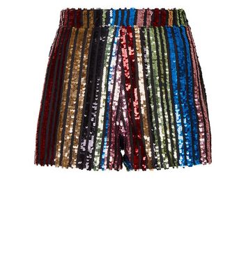 Rainbow Stripe Sequin Shorts | New Look