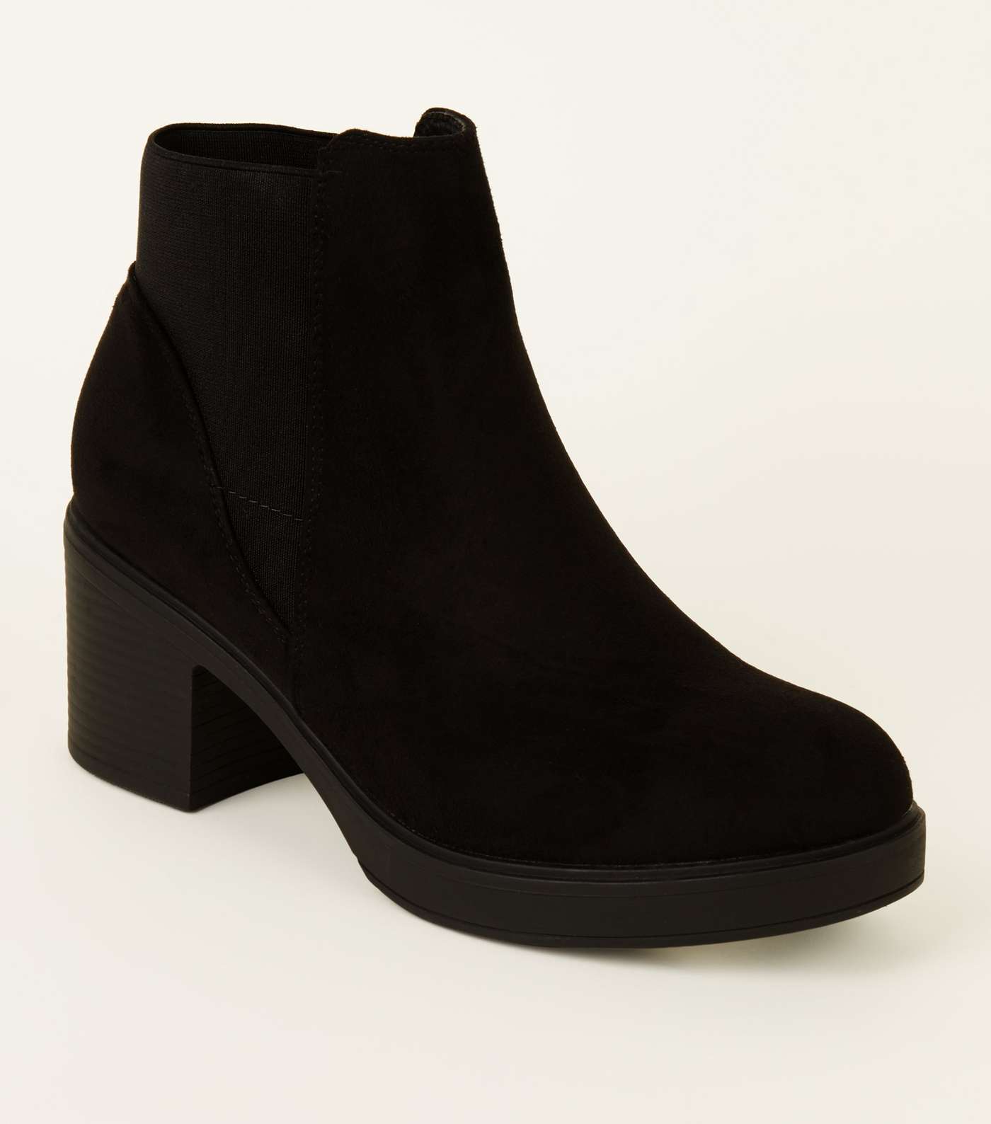 Girls Black Suedette Chunky Chelsea Boots 