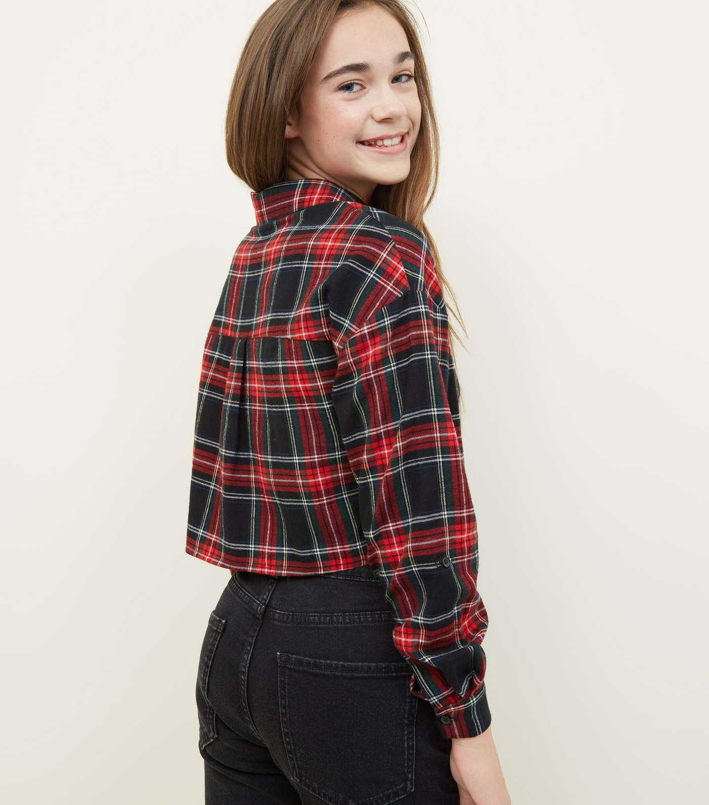 Girls Red Tie Front Check Shirt  Image 3