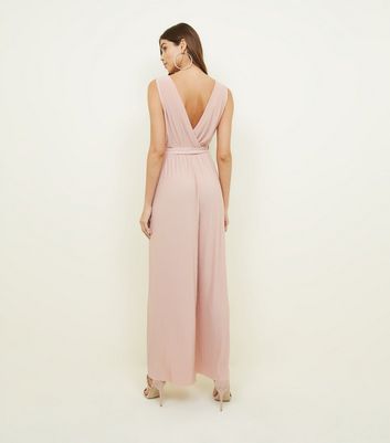 pink pleated jumpsuit