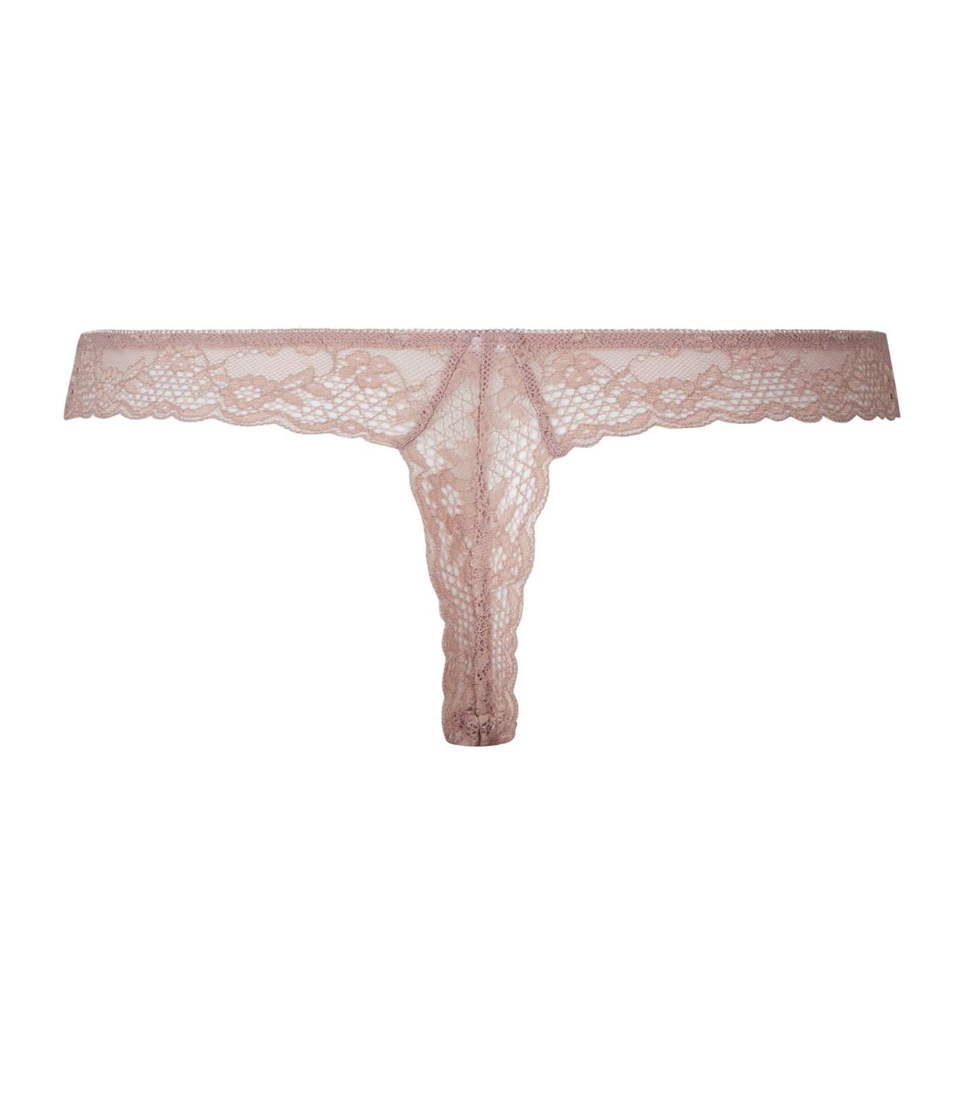 Pale Pink Floral Scallop Lace Thong  Image 4