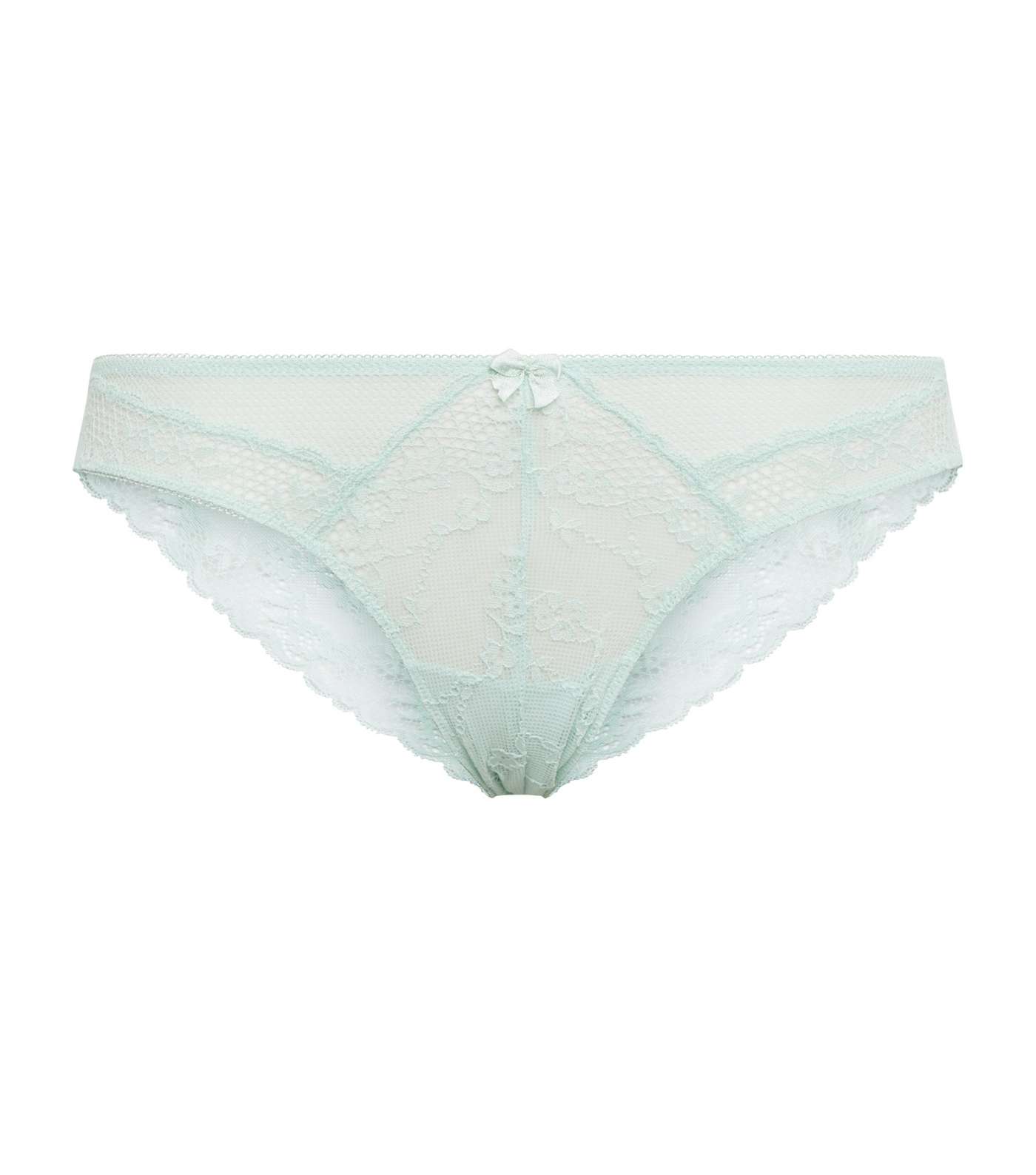Mint Green Lace and Mesh Brazilian Briefs  Image 3