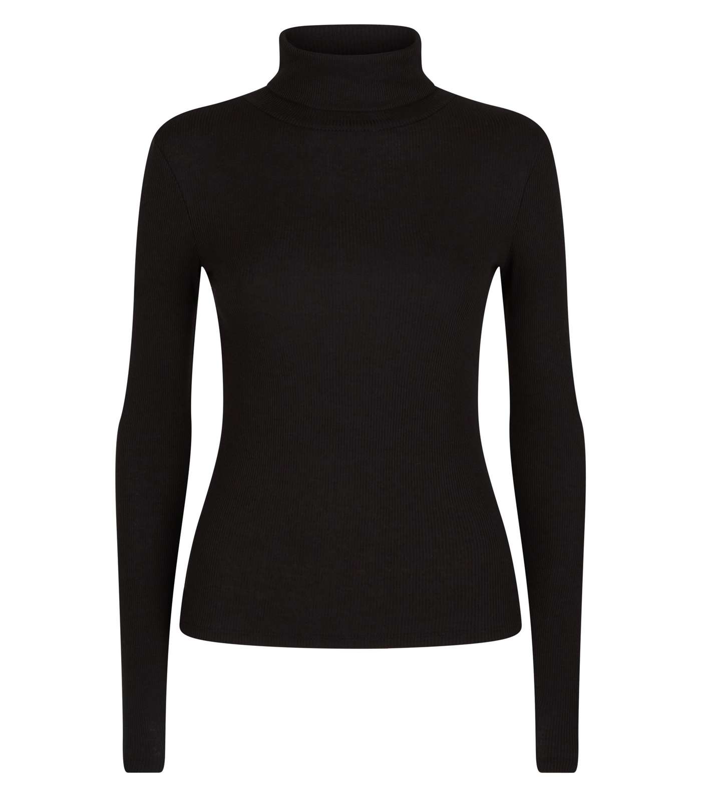 Black Ribbed Roll Neck Top Image 4