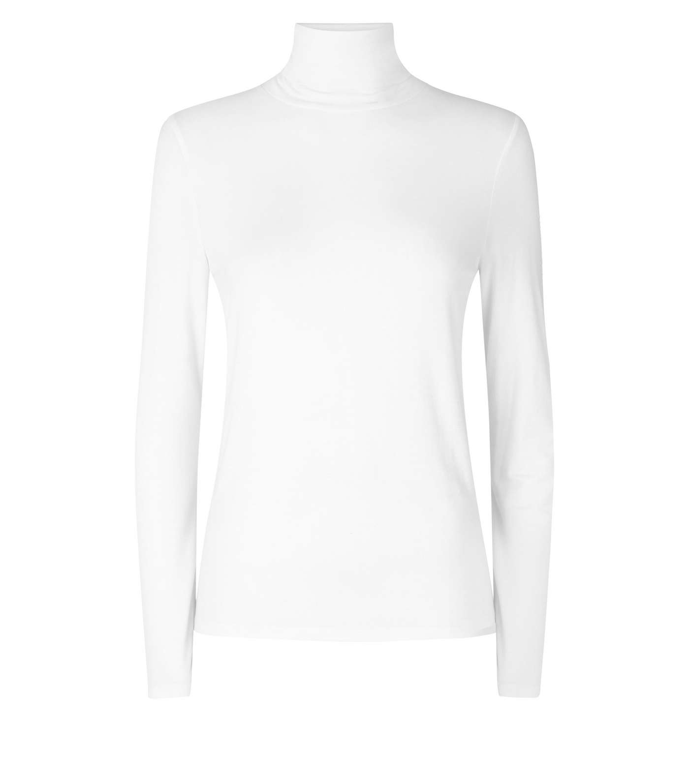 Off White Ribbed Roll Neck Top Image 4