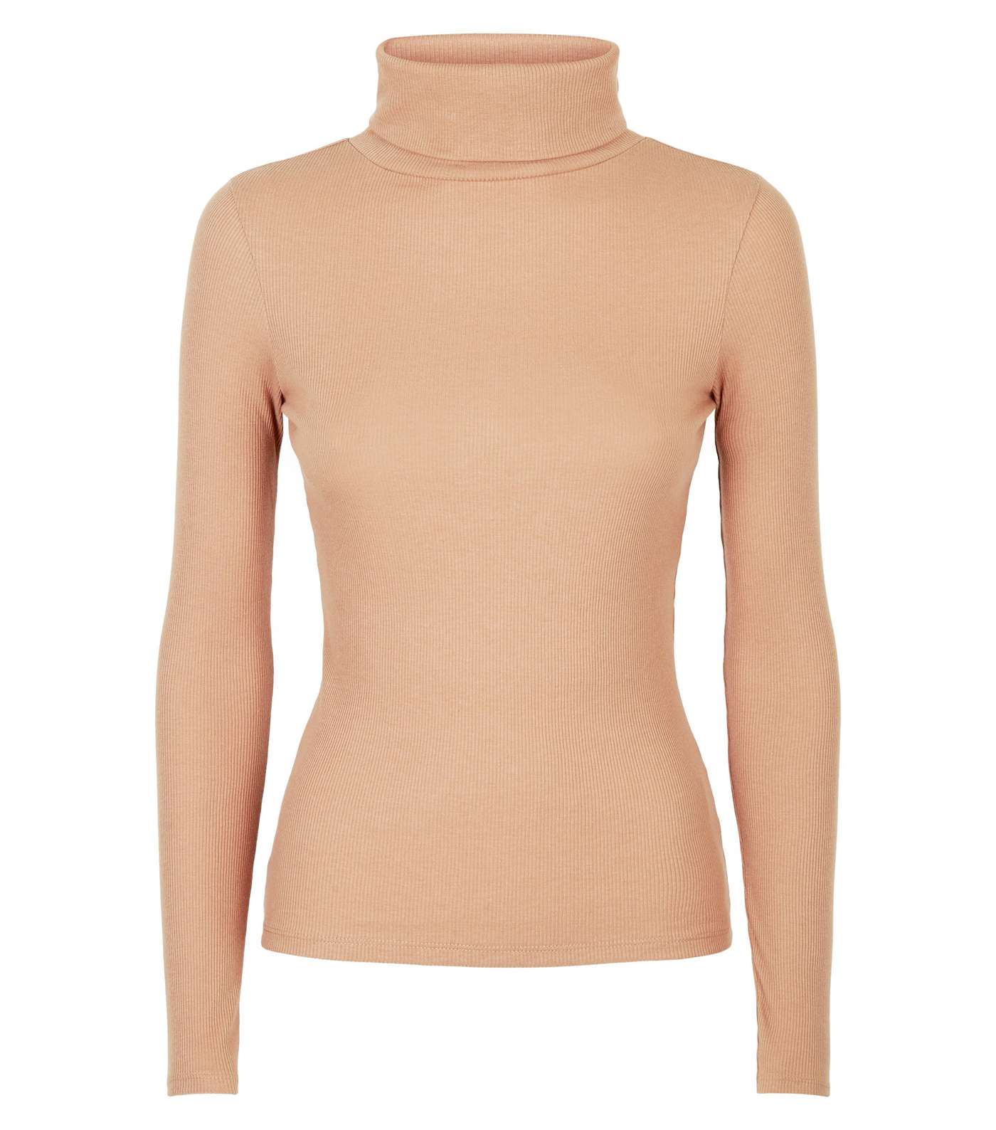 Camel Ribbed Roll Neck Top Image 4