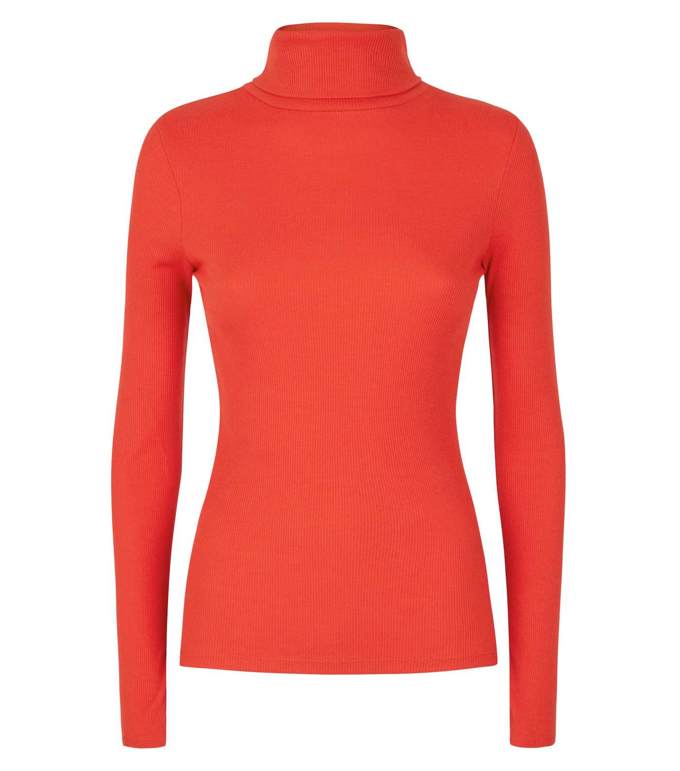 Red Ribbed Roll Neck Top Image 4