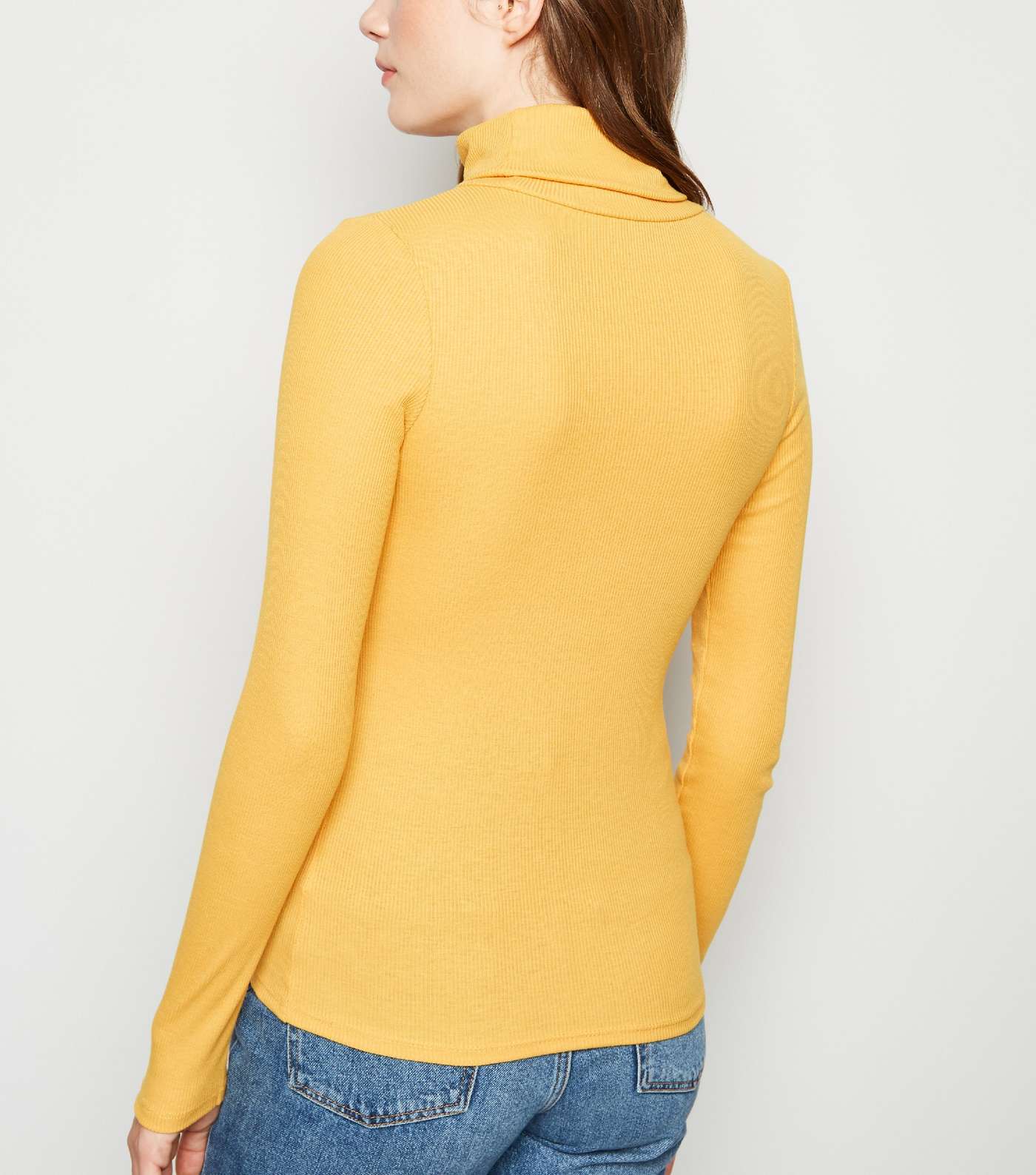 Mustard Ribbed Roll Neck Top Image 3