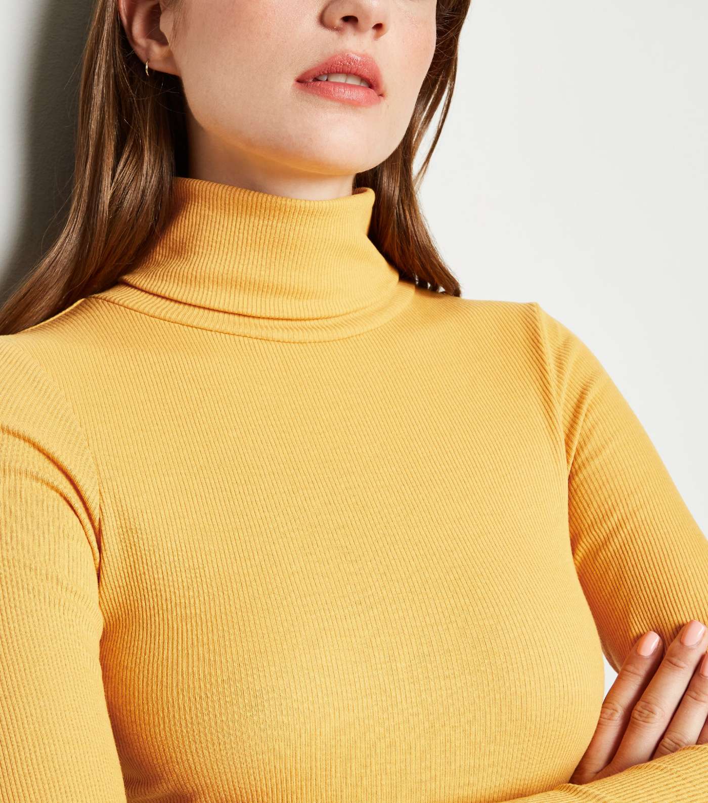 Mustard Ribbed Roll Neck Top Image 5