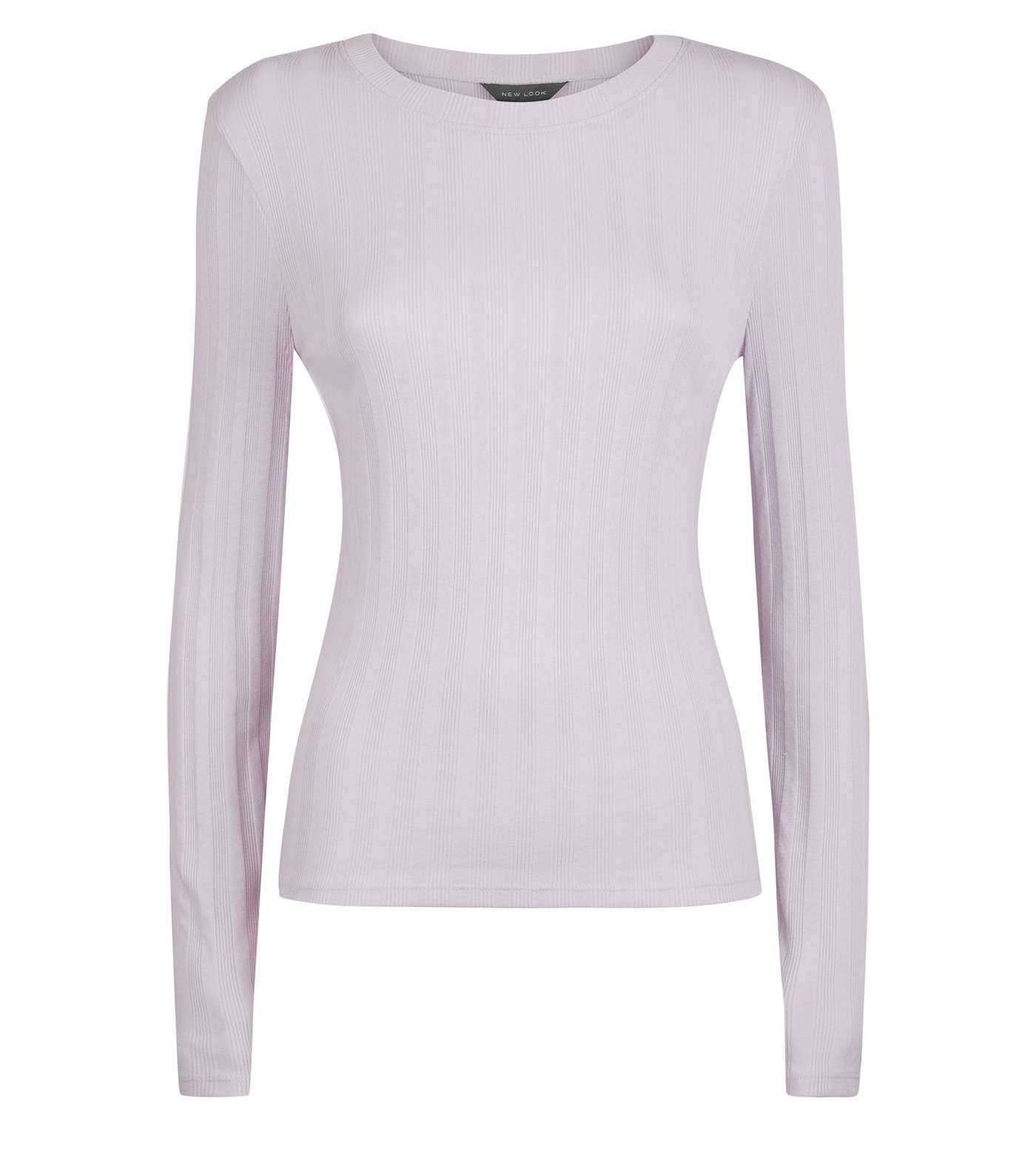 Lilac Ribbed Long Sleeve T-Shirt Image 4