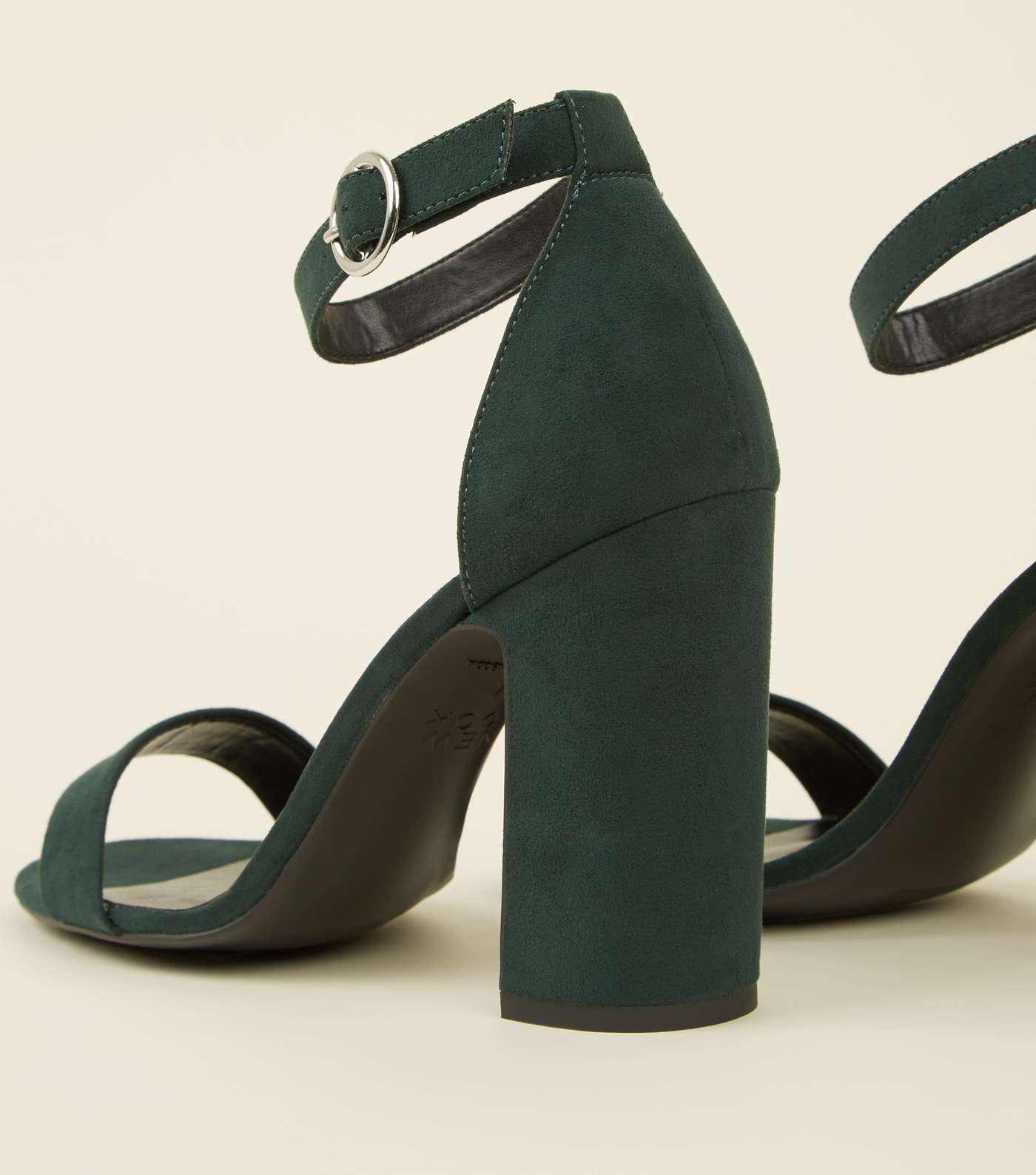 Dark Green Suedette Ring Strap Block Heels Image 4