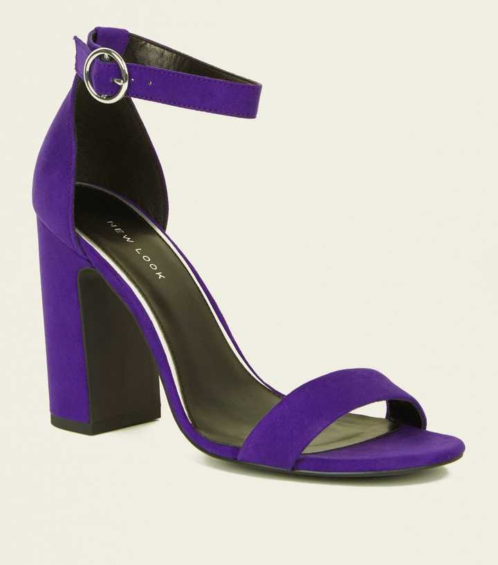 Deep Purple Suedette Ring Strap Block Heels