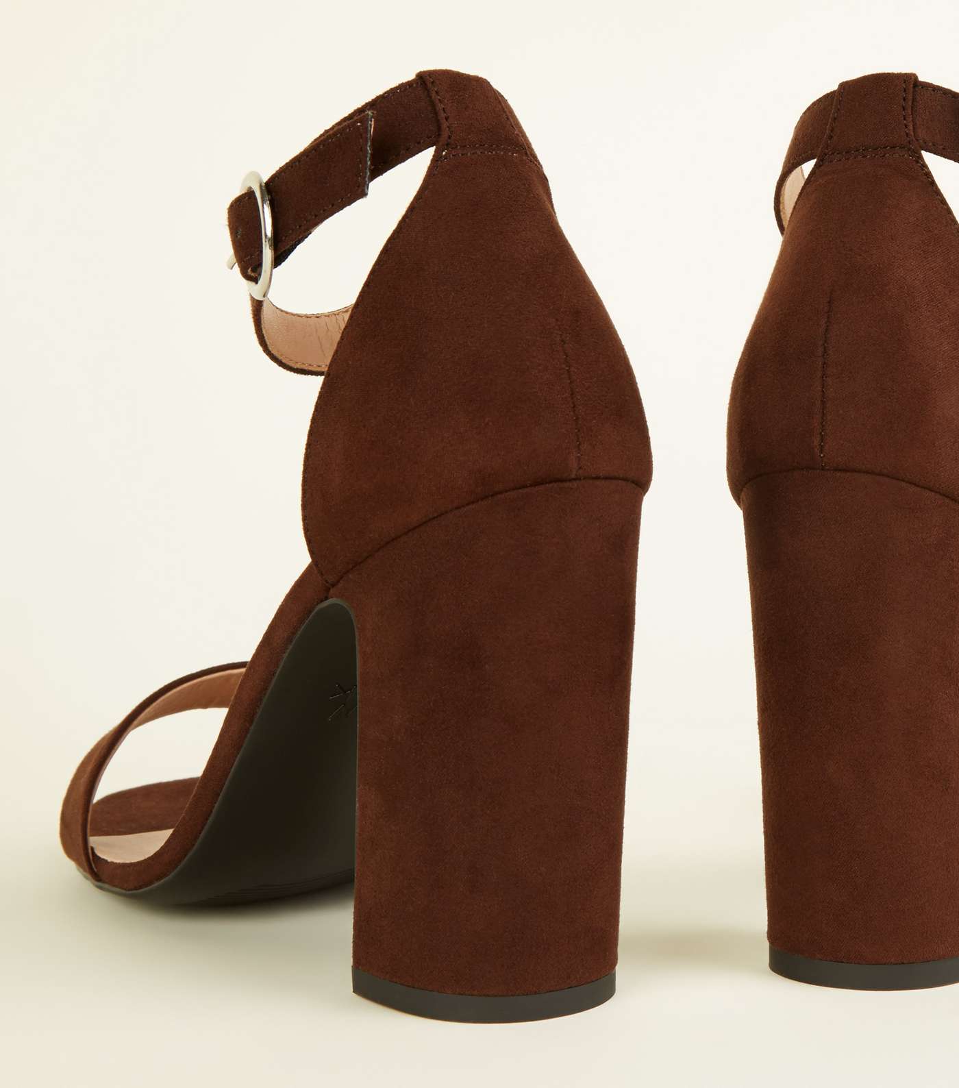 Rust Suedette Barely There Block Heels Image 4