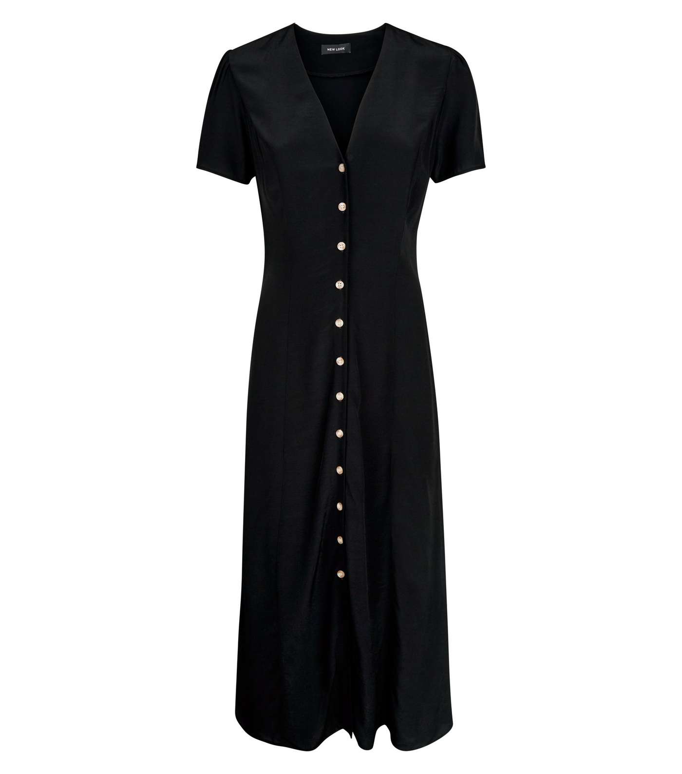 Black Button Front Midi Tea Dress  Image 4
