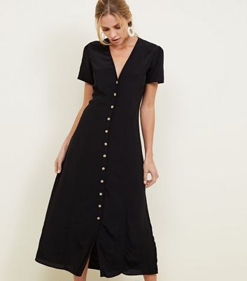 black button front dress