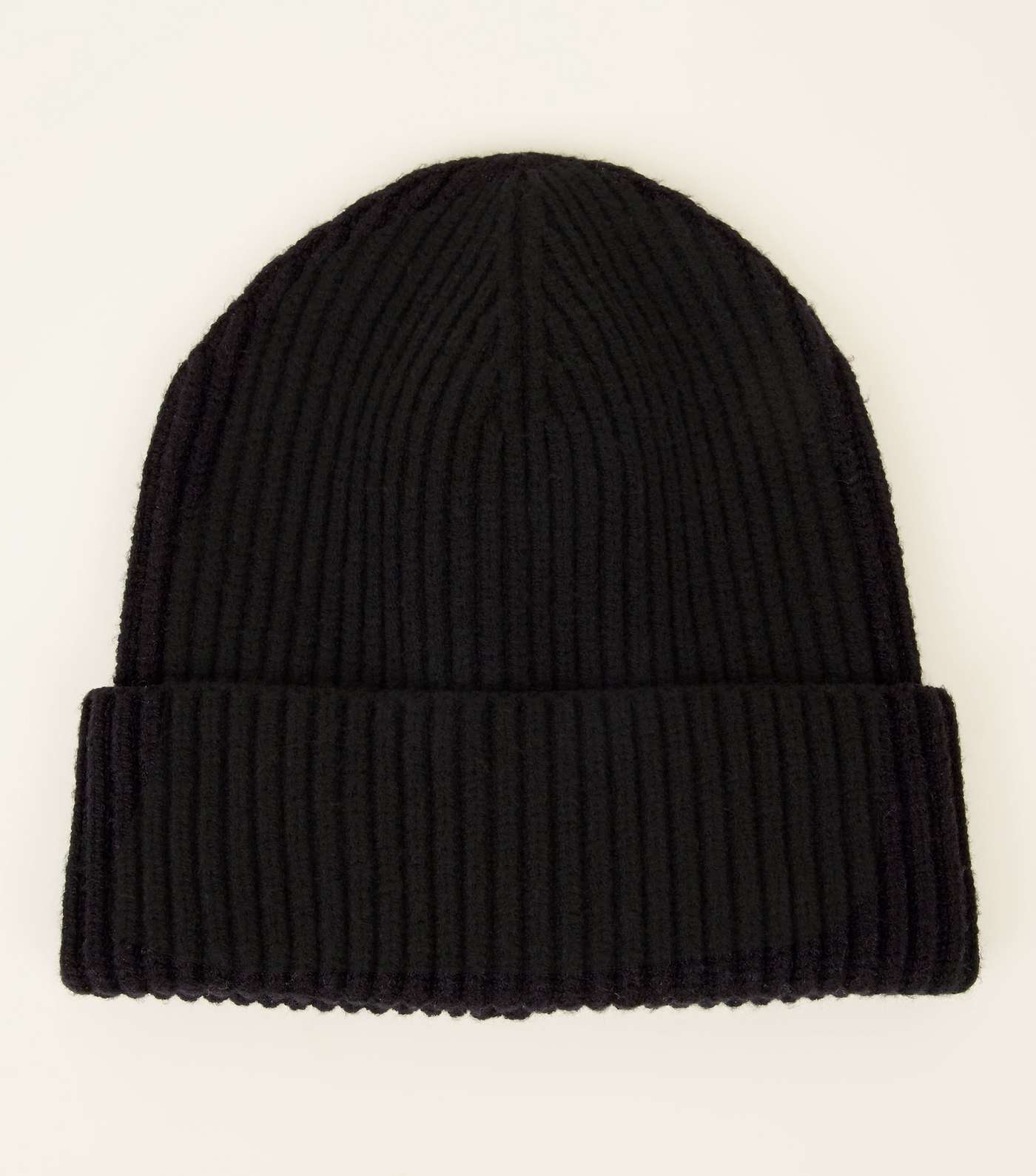 Black Ribbed Beanie Hat