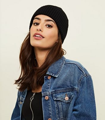 Black Ribbed Beanie Hat | New Look