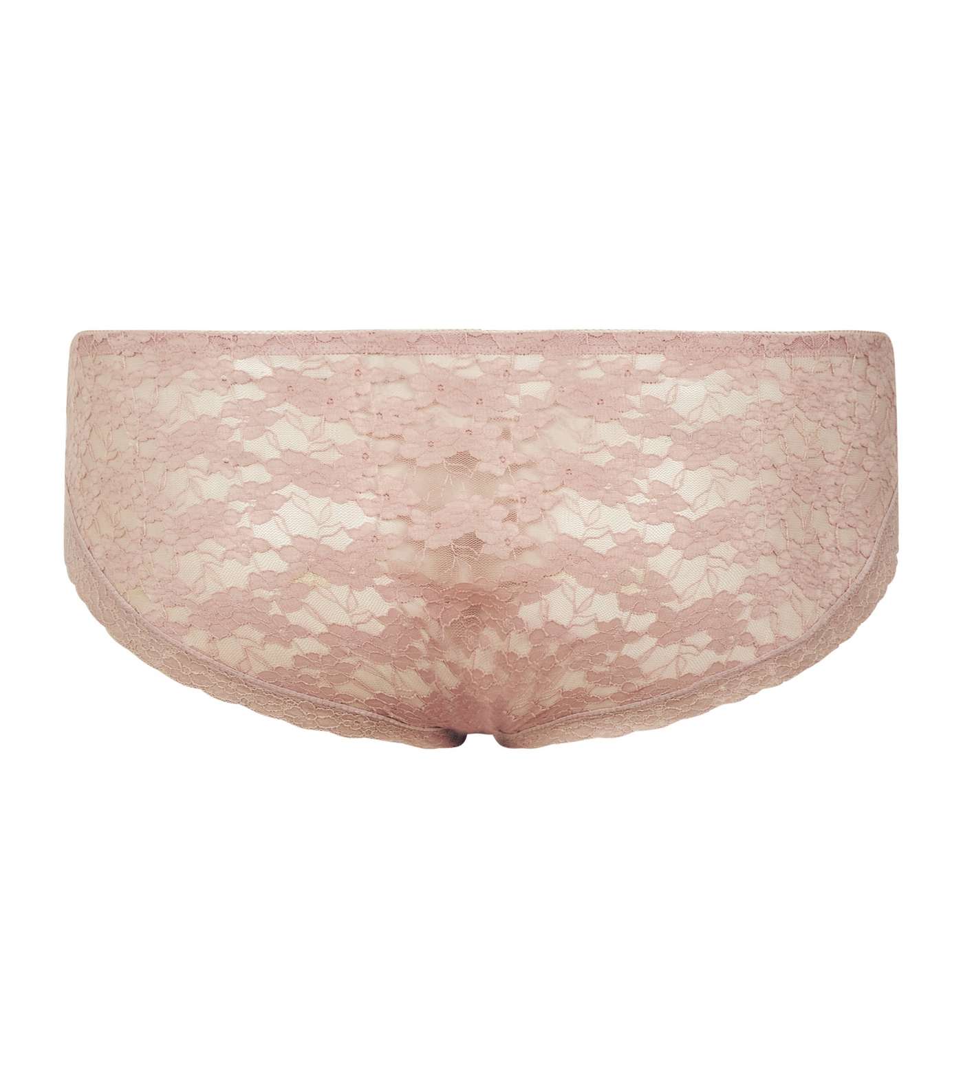 Curves Pale Pink Lace Brazilian Briefs  Image 4