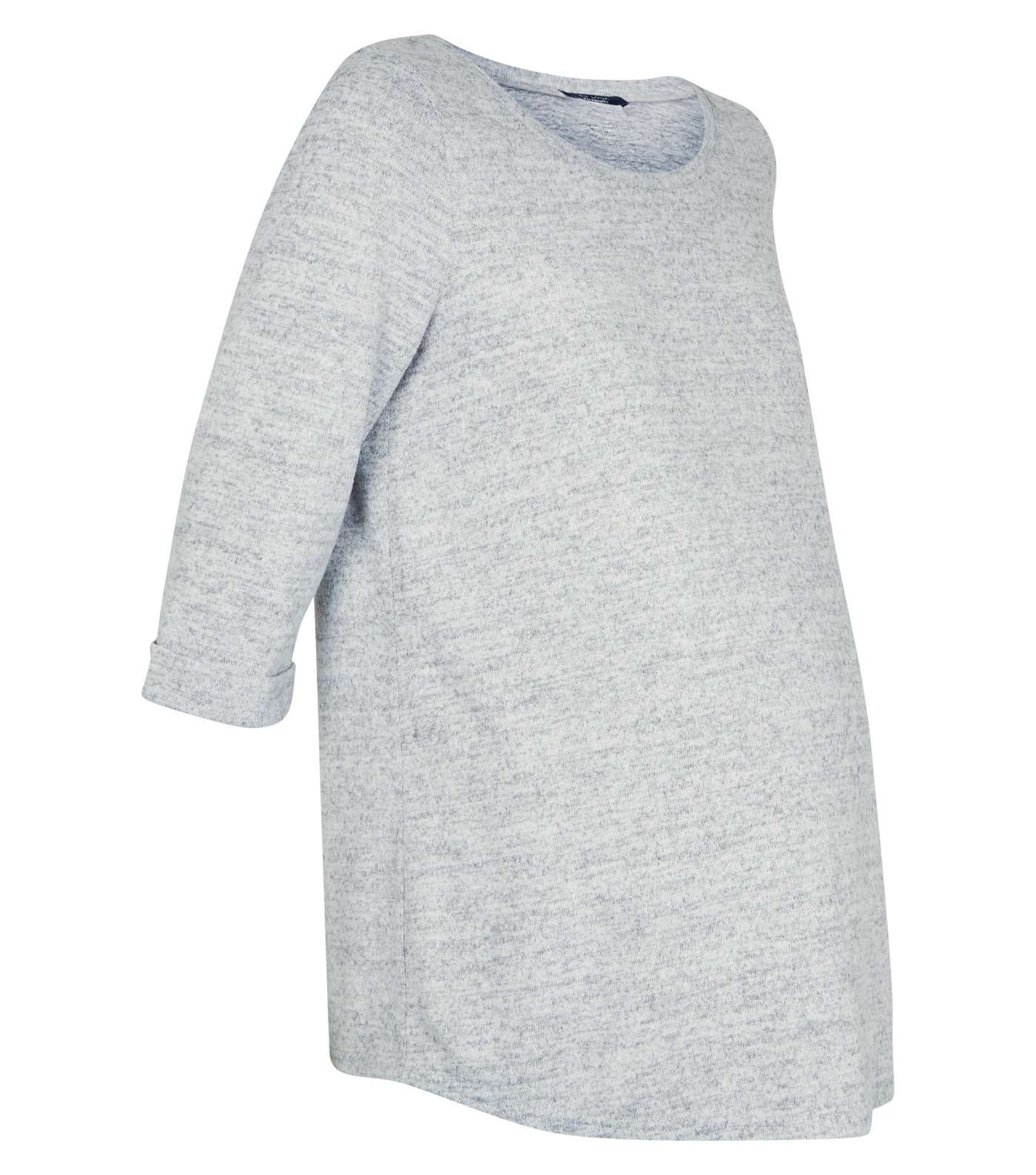Maternity Pale Grey 3/4 Sleeve Fine Knit Top Image 4