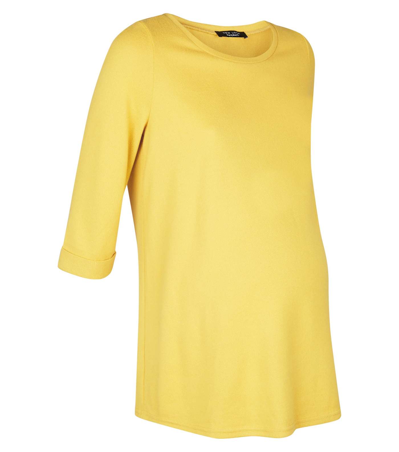 Maternity Yellow 3/4 Sleeve Fine Knit Top Image 4