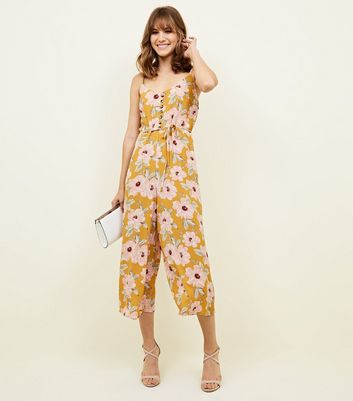 new look yellow floral jumpsuit